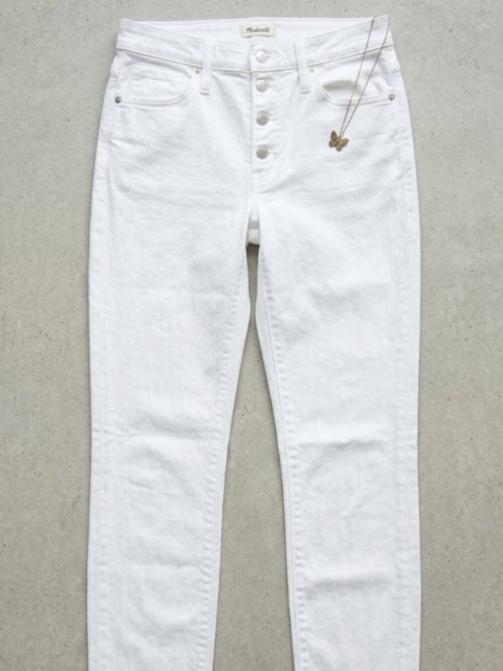 Madewell 10" High Rise Skinny Crop Jeans White Button Fly Size 32